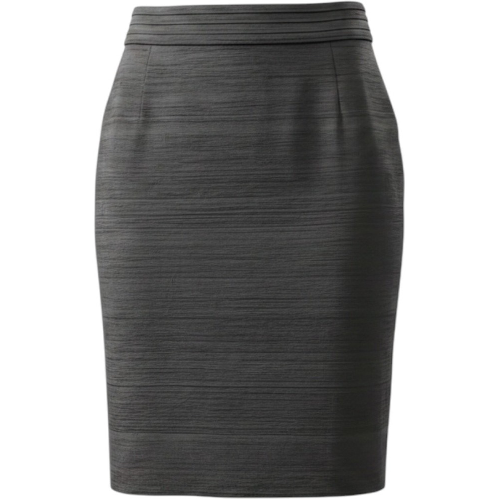 Lloyd Williams Vintage Black 100% Silk Pencil Skirt High Waist Slubbed Size 8
